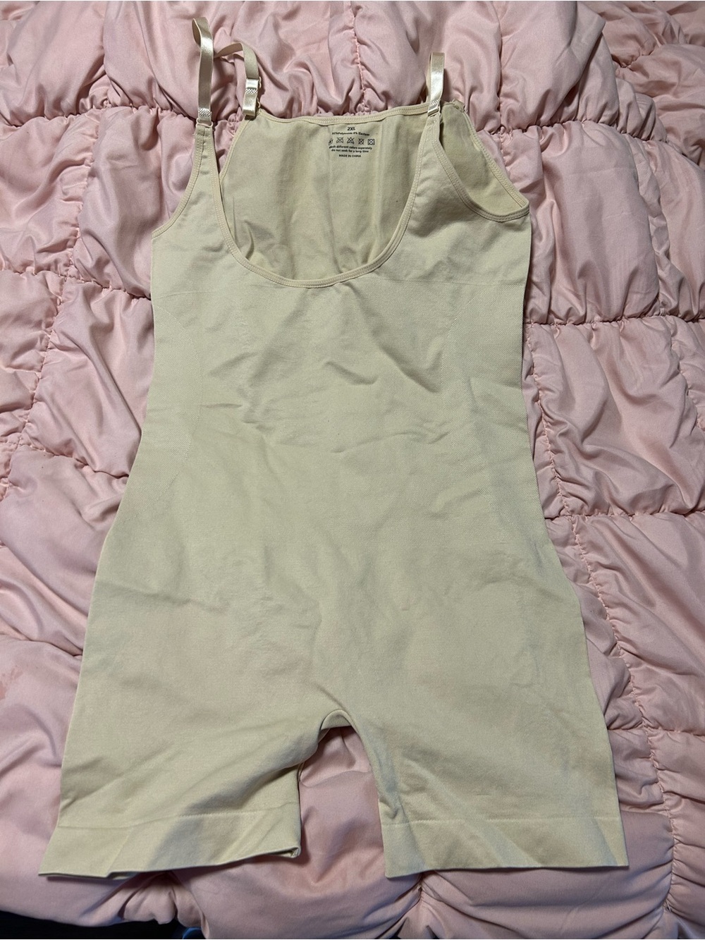SHEIN Cream Adjustable-Strap Shapewear Bodysuit